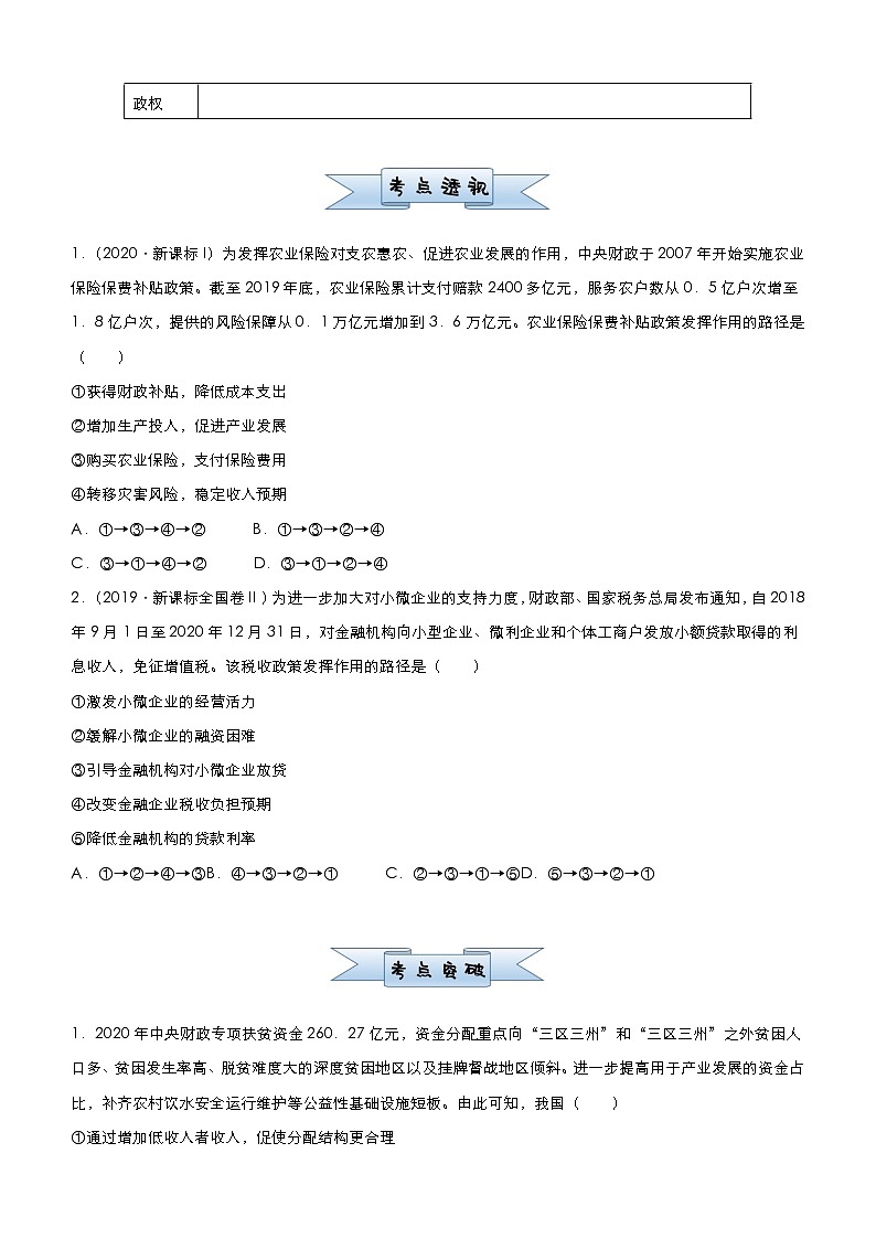 新高中政治高考 2021届小题必练5 收入与分配 学生版第3页