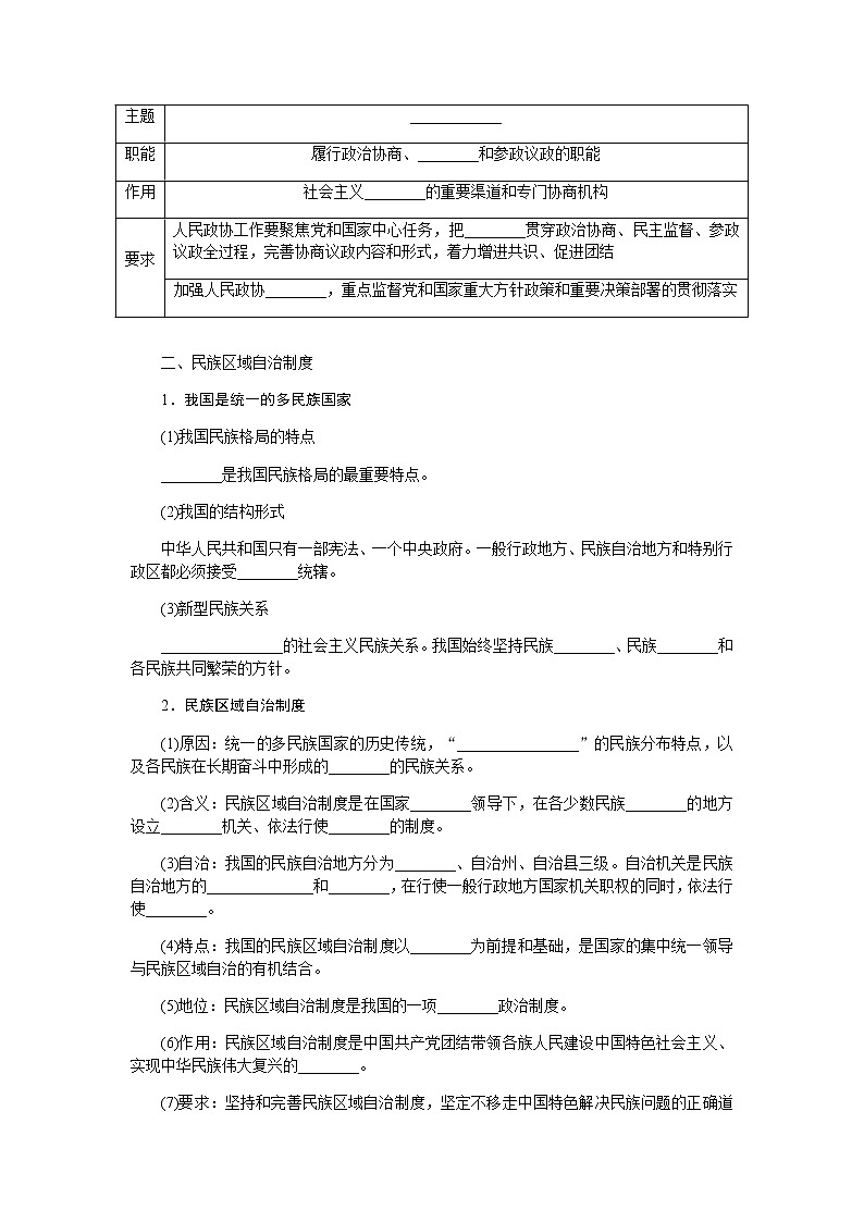 新高中政治高考2022届新教材一轮复习部编版 3.2.6 我国的基本政治制度 学案第2页