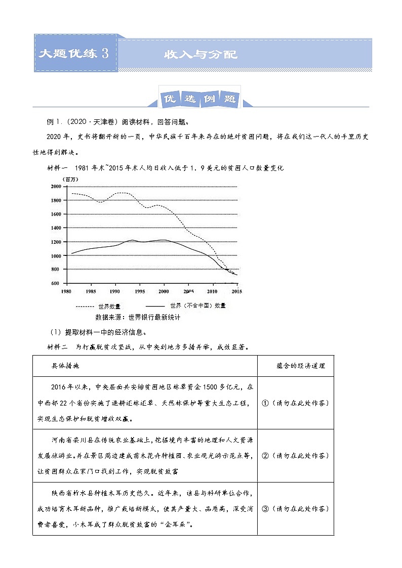 新高中政治高考 （新高考）2021届高三大题优练3 收入与分配 教师版第1页