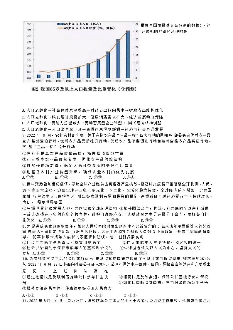 河南省郑州外国语学校2023届高三政治12月调研考试试卷（Word版附答案）第2页