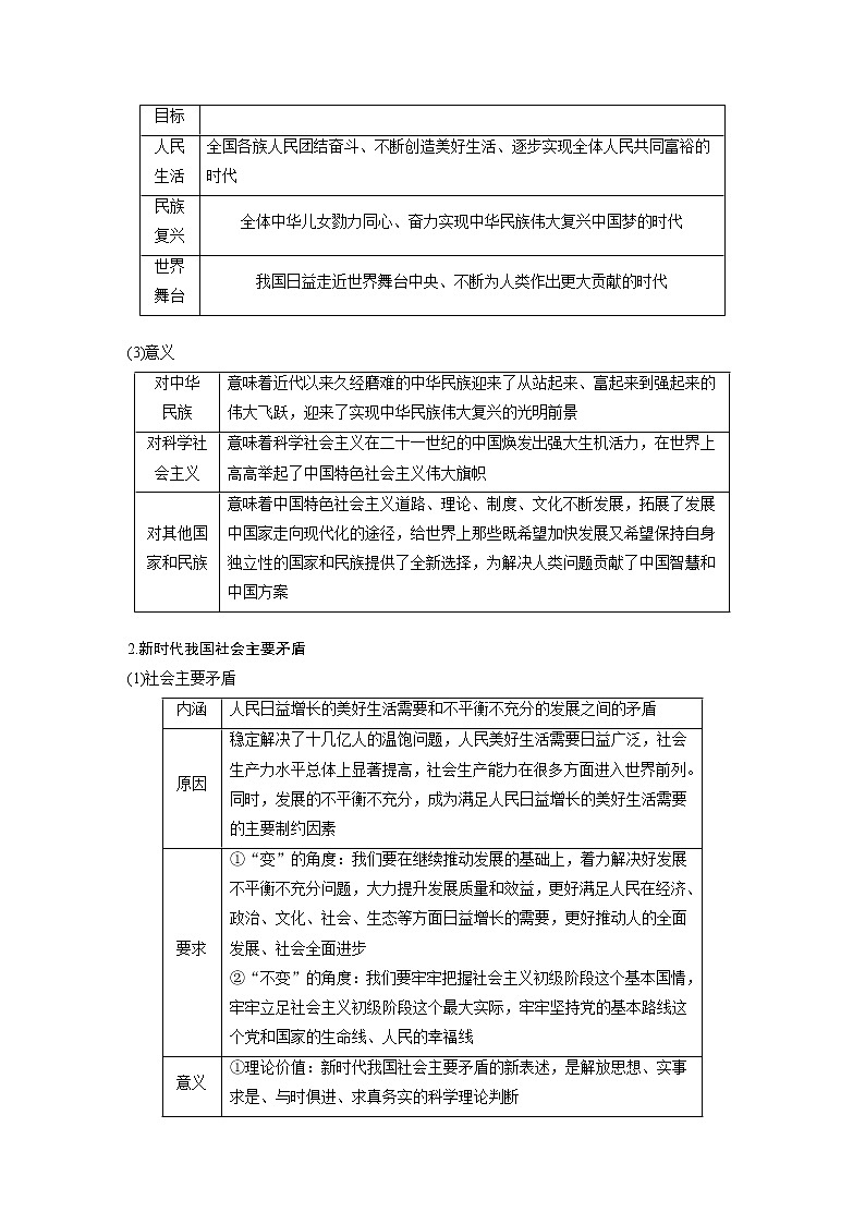 (部编版)高考政治一轮复习讲义第4课第1课时新时代的主要矛盾与奋斗目标(含解析)02