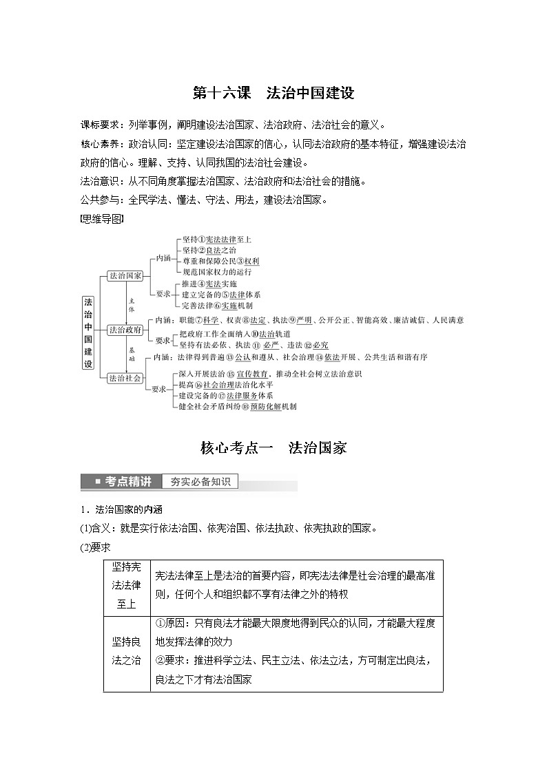 (部编版)高考政治一轮复习讲义第16课法治中国建设(含解析)第1页