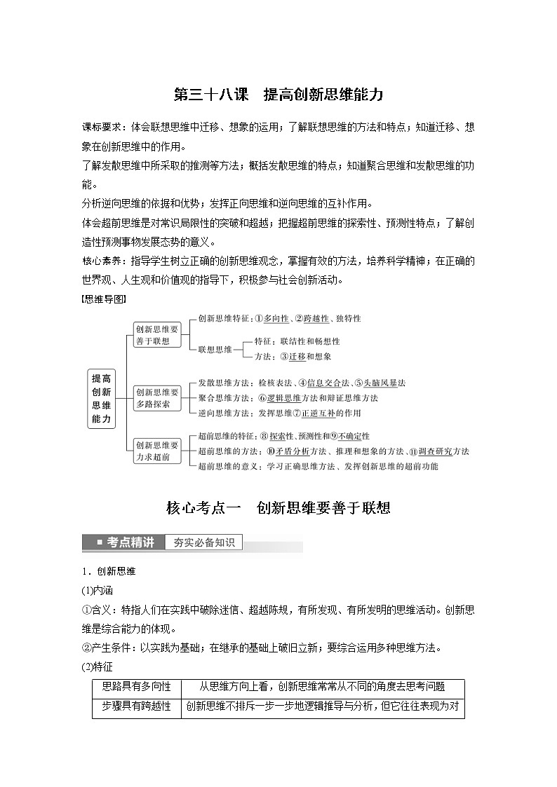 (部编版)高考政治一轮复习讲义第38课提高创新思维能力(含解析)第1页