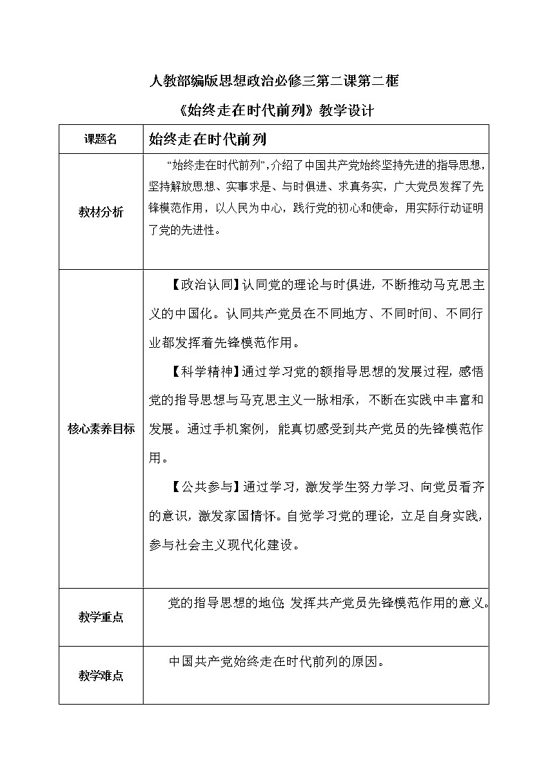 2.2《始终走在时代前列》课件ppt+教案+练习01