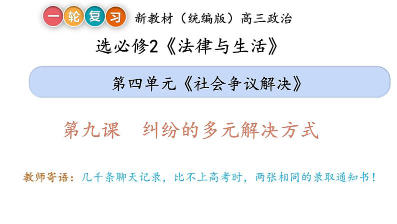 第9课 纠纷的多元解决方式课件-2023届高考政治一轮复习统编版选择性必修二法律与生活03