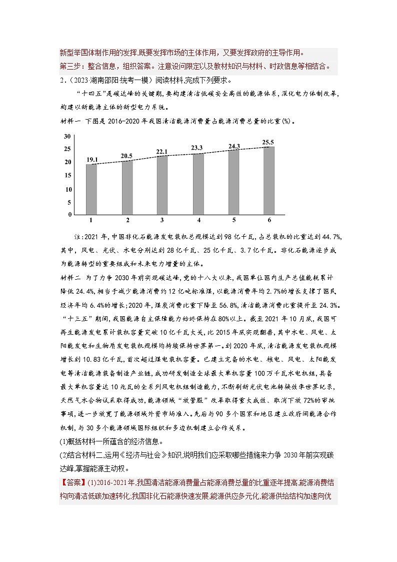 必修二《经济与社会》综合主观题特训（精练）-备战高考政治二轮复习核心专题讲+练（新教材新高考）02