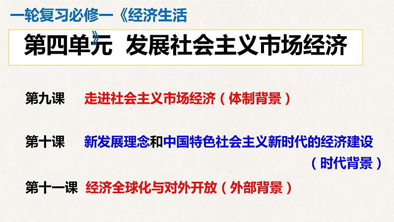 第九课 走进社会主义市场经济课件-2023届高考政治一轮复习人教版必修一经济生活01