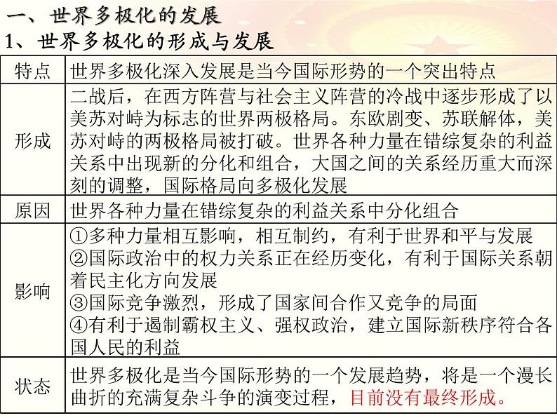 第三课 多极化趋势 课件-2023届高考政治一轮复习统编版选择性必修一当代国际政治与经济第4页