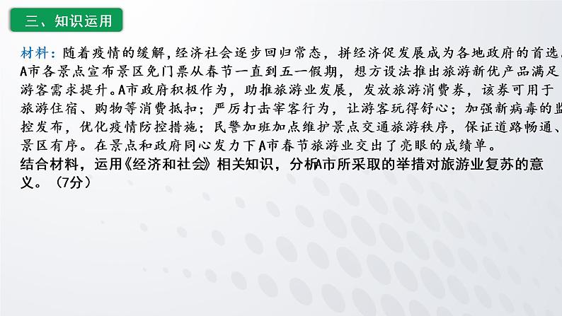 意义类主观题的突破-以我国春节旅游业复苏为例 课件-2023届高考政治二轮复习统编版必修二经济与社会第5页