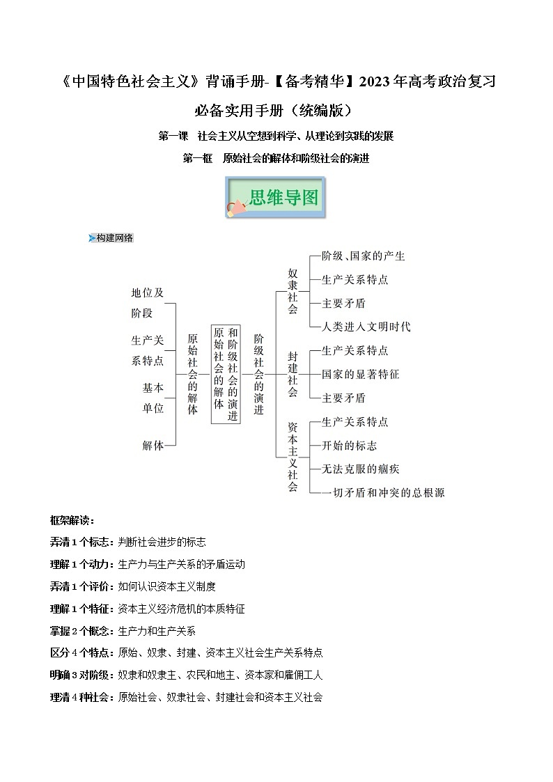《中国特色社会主义》背诵手册-高考政治复习必备实用手册（统编版）第2页