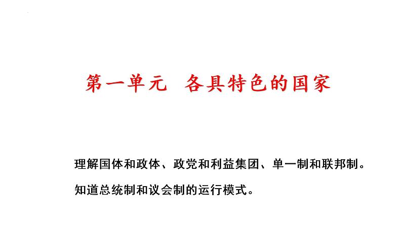 第一单元 各具特色的国家 复习课件-2023届高考政治一轮复习统编版选择性必修一当代国际政治与经济第3页