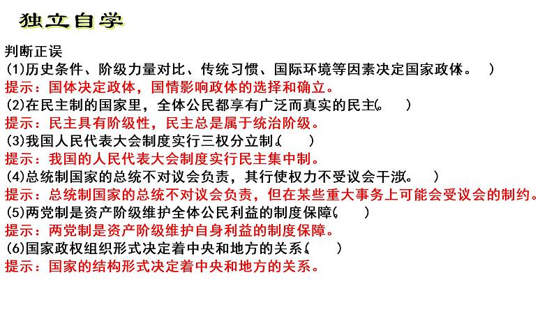 第一单元 各具特色的国家 复习课件-2023届高考政治一轮复习统编版选择性必修一当代国际政治与经济第4页