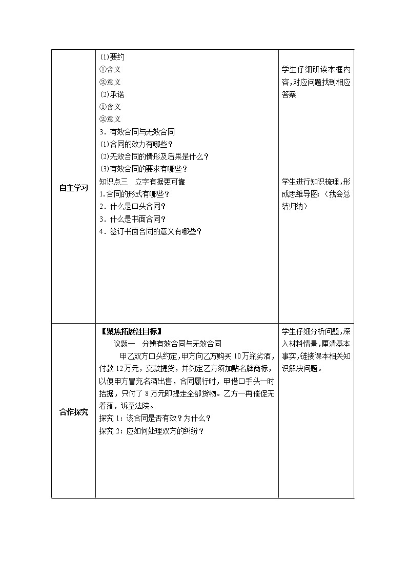 【新理念】高中思想政治选择性必修二 3.1订立合同学问大 学案02
