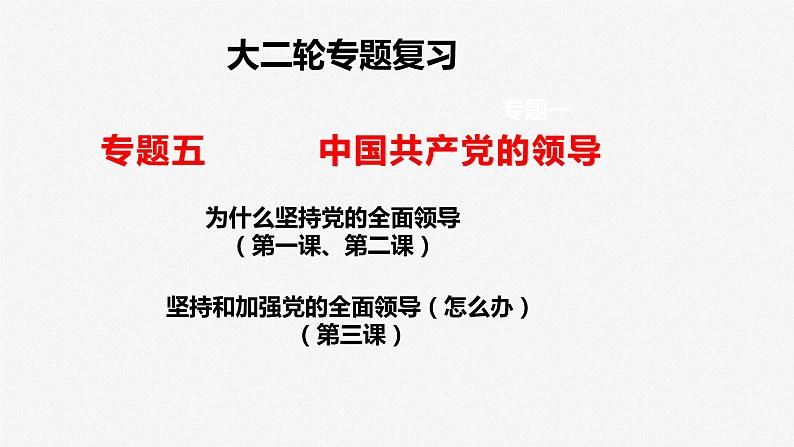 专题五 中国共产党的领导 课件-2023届高三政治二轮专题复习第1页