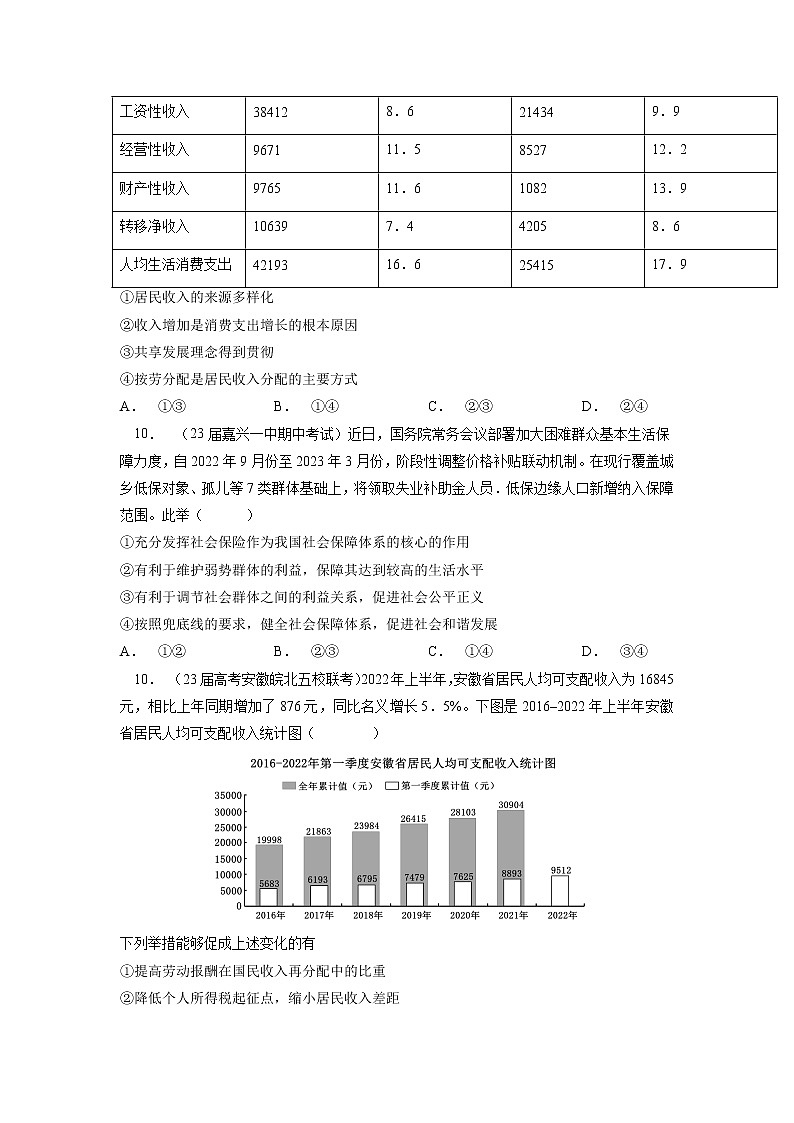 专题三 经济发展与社会保障（原卷版）第3页