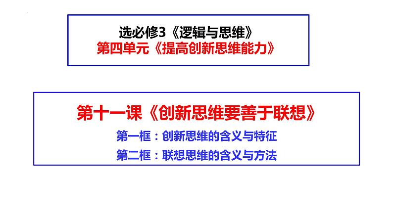 第十一课 创新思维要善于联想 课件-2023届高考政治一轮复习统编版选择性必修三逻辑与思维第1页