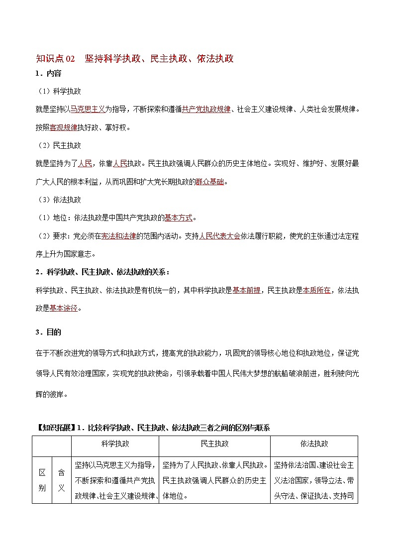 (统编版)高中政治必修三同步讲义3.2 巩固党的执政地位（教师版）02