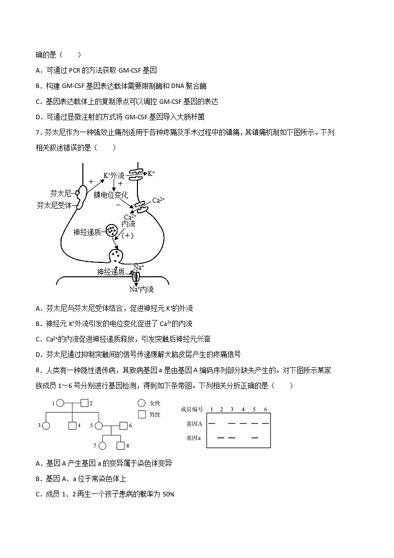 2023年高考政治第二次模拟考试卷—生物（北京A卷）（考试版）A403
