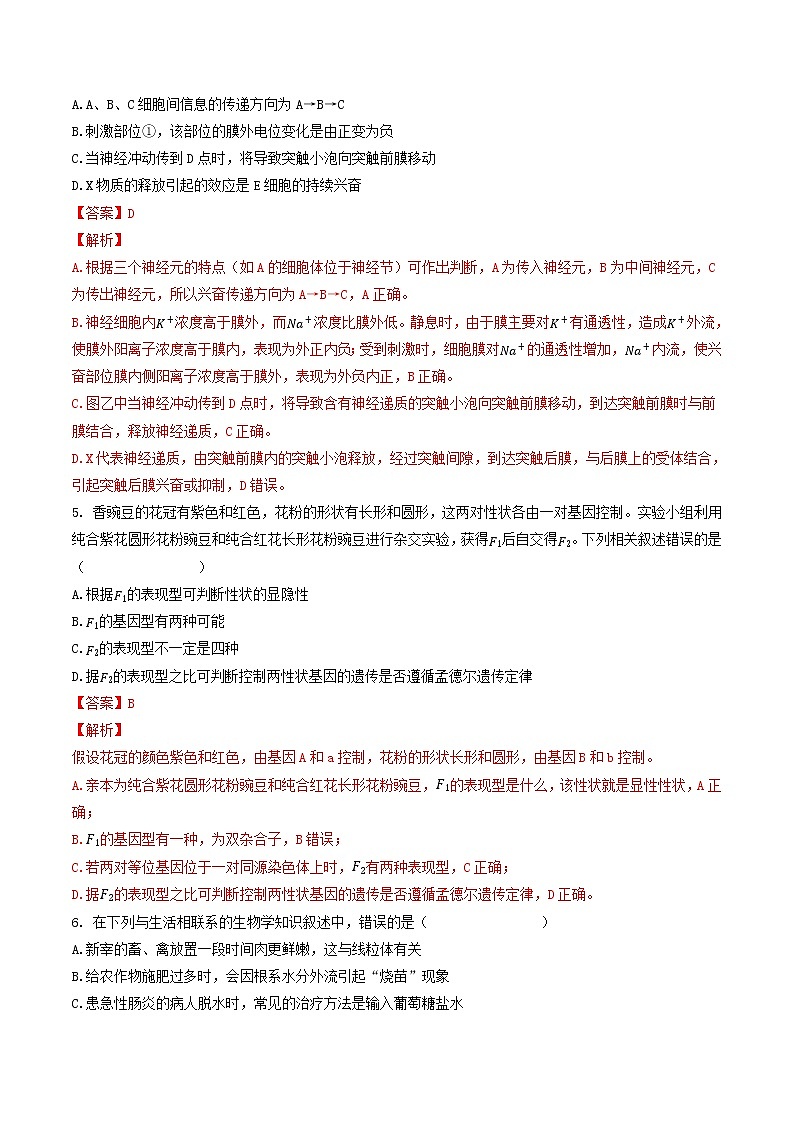 2023年高考政治第二次模拟考试卷—生物（全国甲A卷）（全解全析）03