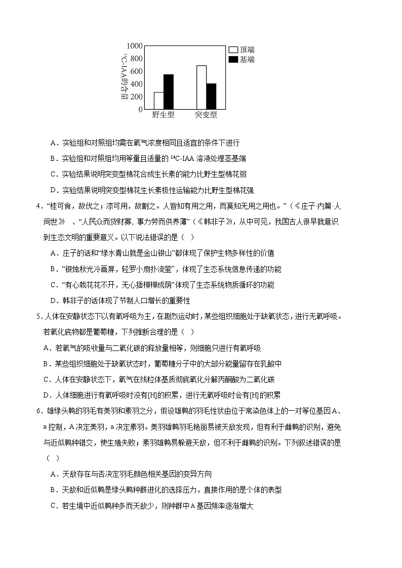 2023年高考政治第二次模拟考试卷—生物（云南，安徽，黑龙江，山西，吉林五省通用B卷）（考试版）02
