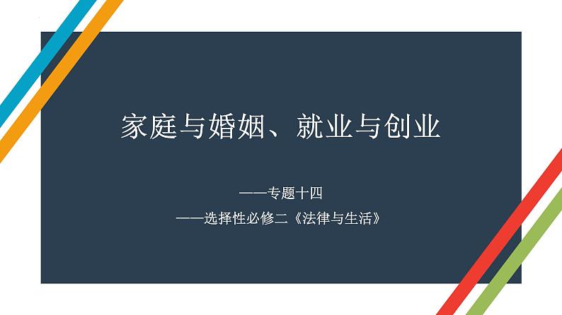 专题十四 家庭与婚姻和就业与创业 课件-2023届高考政治二轮复习统编版选择性必修二法律与生活第1页