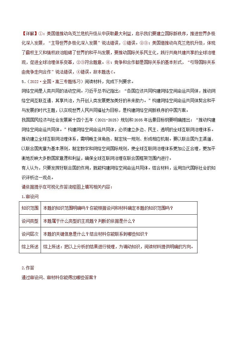 第二单元  世界多极化（A卷·知识通关练）-【单元测试】高二政治分层训练AB卷（统编版选择性必修1）03