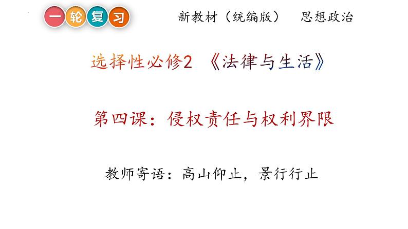 第四课 侵权责任与权利界限 课件-2023届高考政治一轮复习统编版选择性必修二法律与生活01