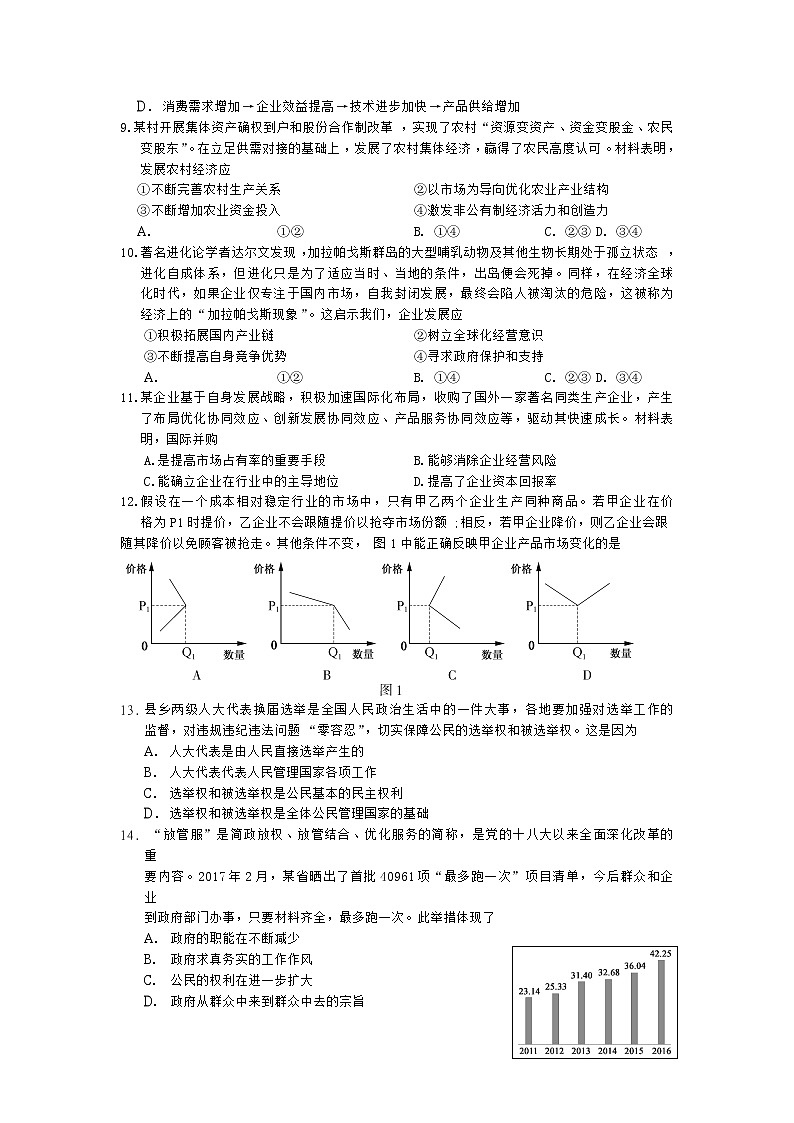 2017年高考《政治》试卷及答案（江苏卷）第2页