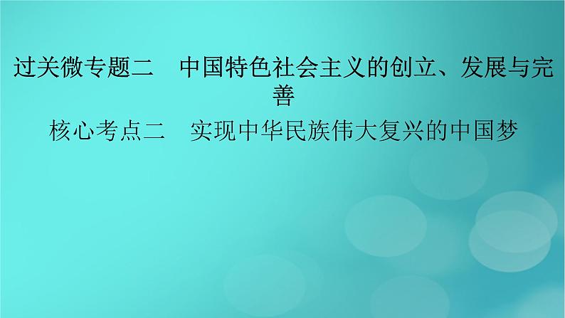 （新高考适用）2023版高考政治二轮总复习 第1部分 专题过关突破 过关微专题2核心考点二　实现中华民族伟大复兴的中国梦课件02