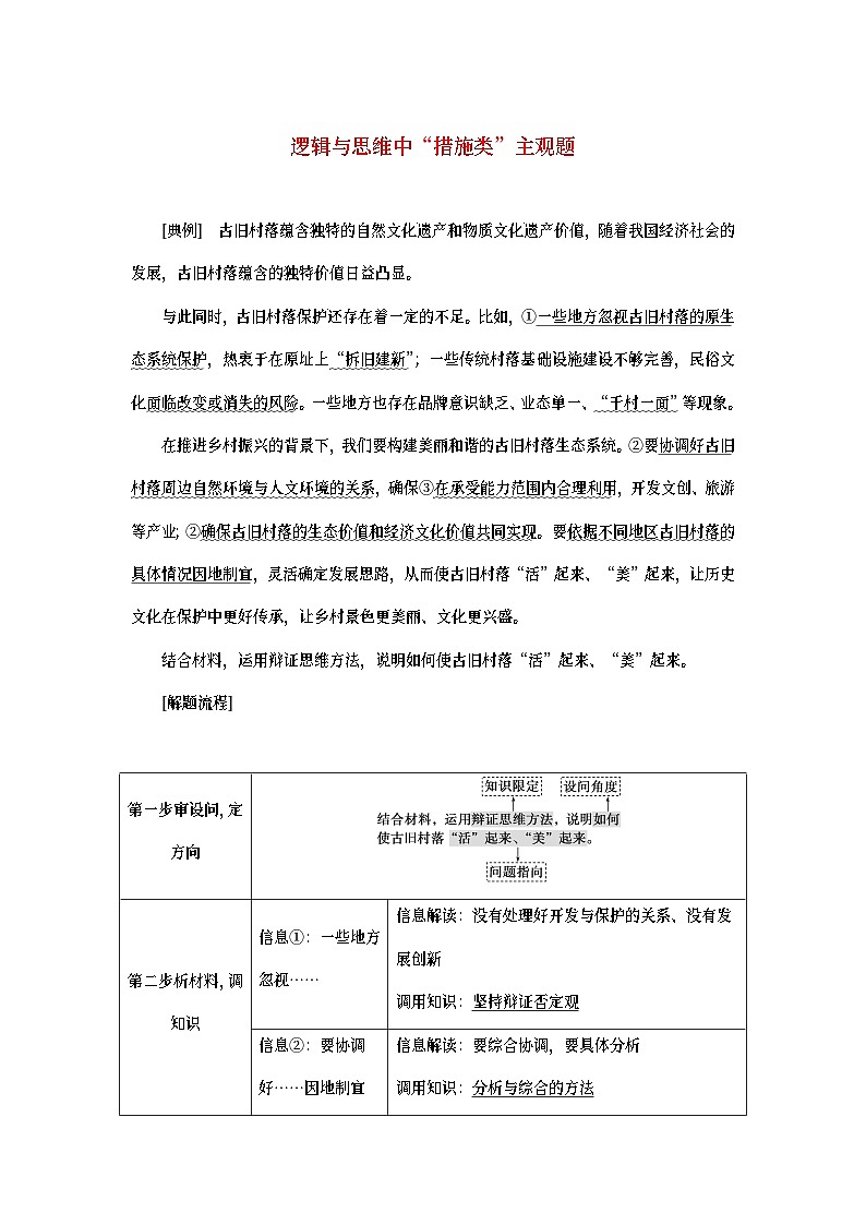 2023新教材高考政治二轮专题复习 专题十五 辩证思维方法与创新思维能力 大题攻略 增分突破1501