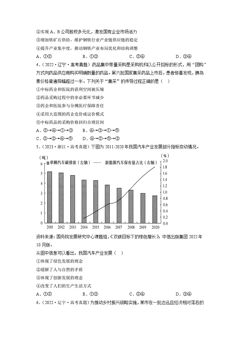 真题重组卷01——2023年高考政治真题汇编重组卷（辽宁专用）（原卷版）第2页