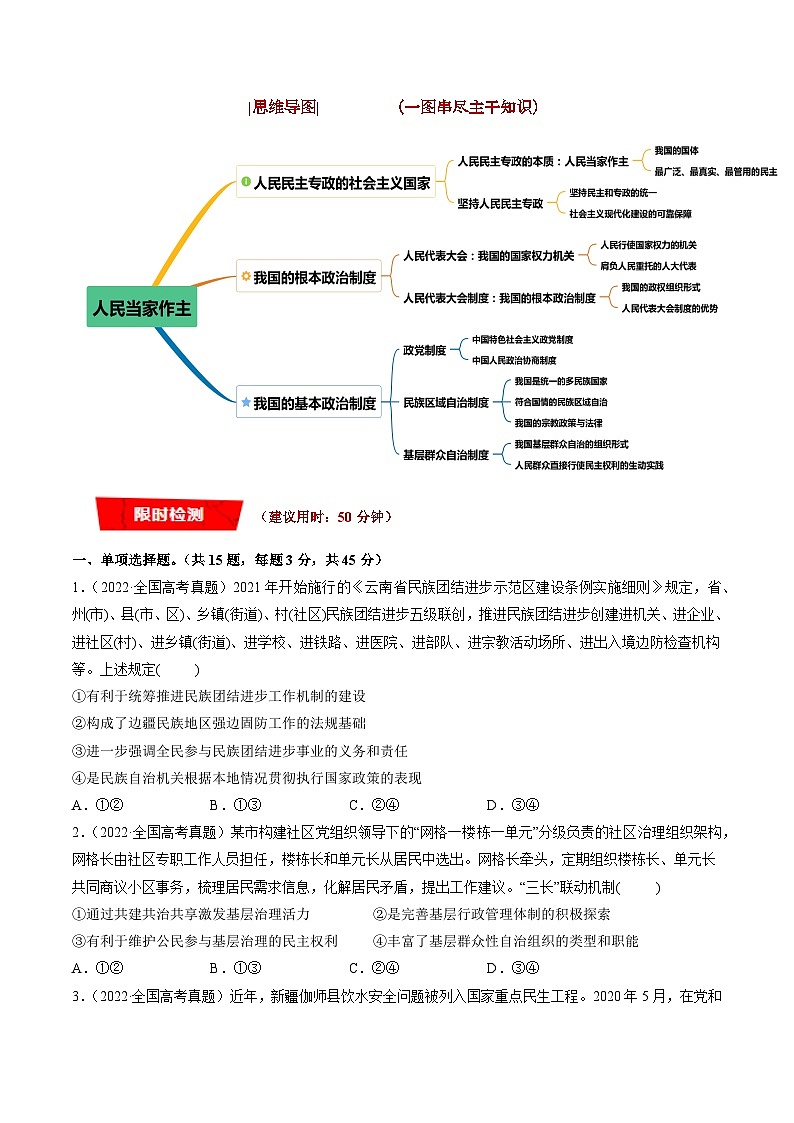 重难点08 人民当家作主（原卷版）第3页