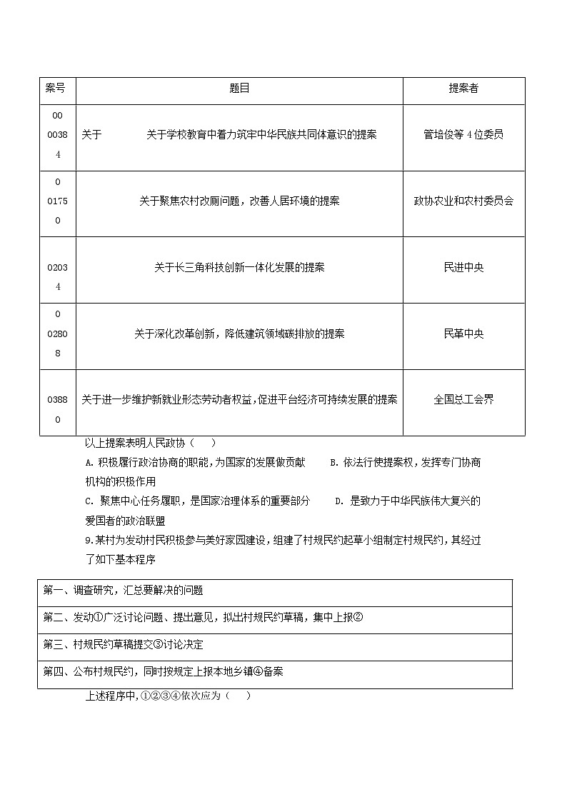 四川省达州市外国语学校2022-2023学年高一下学期期中考试政治试题03