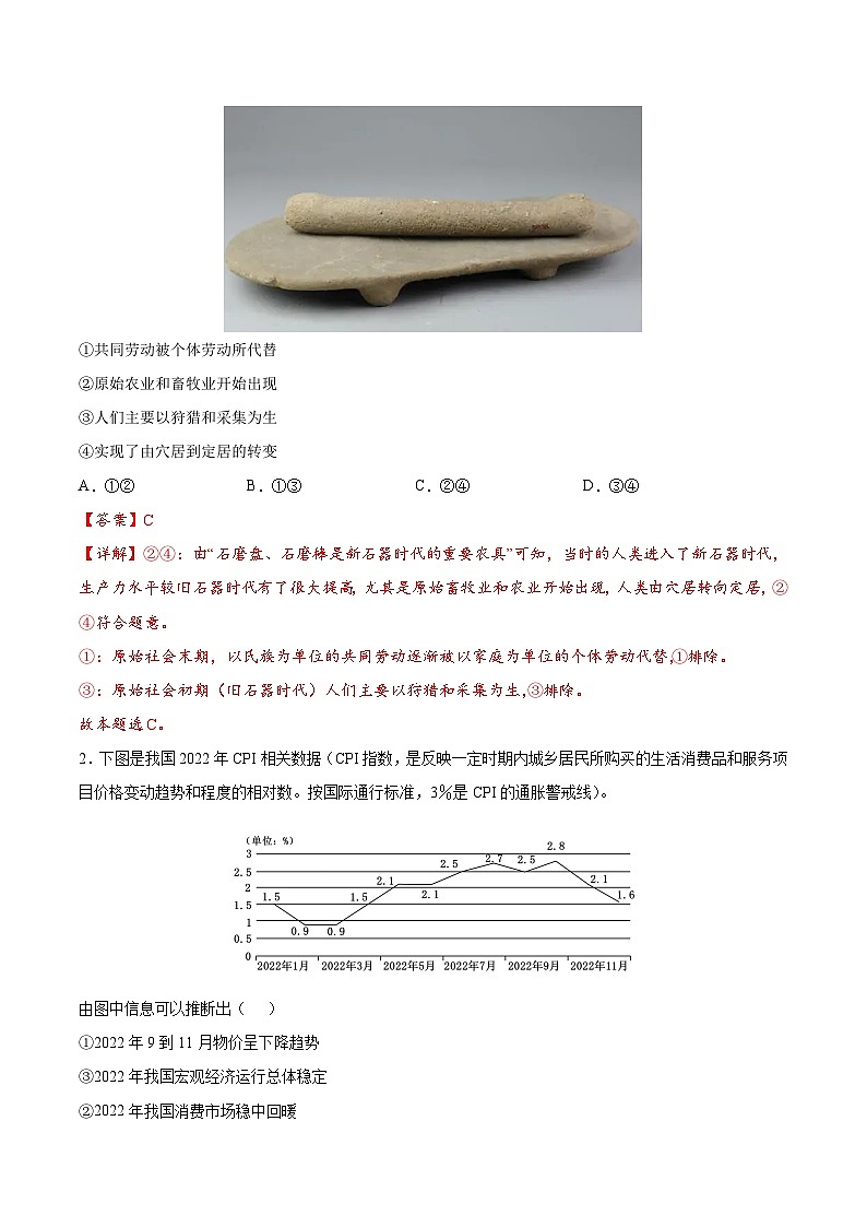 政治（重庆B卷）2023年高考第三次模拟考试卷02