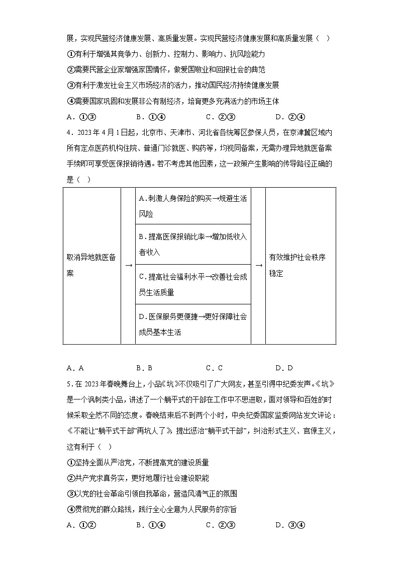 湖北省2023届高三5月联考政治试题（含答案）第2页