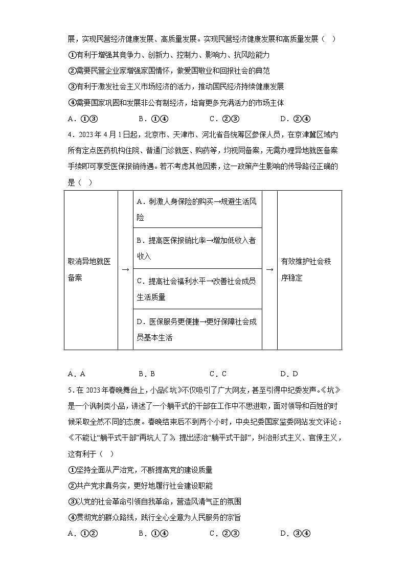 湖北省2023届高三5月联考政治试题（含解析）第2页