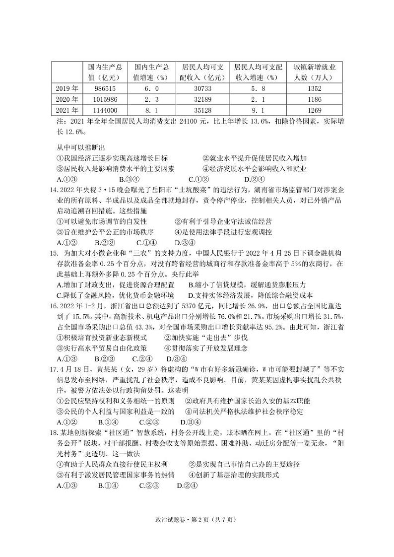 政治试题第2页