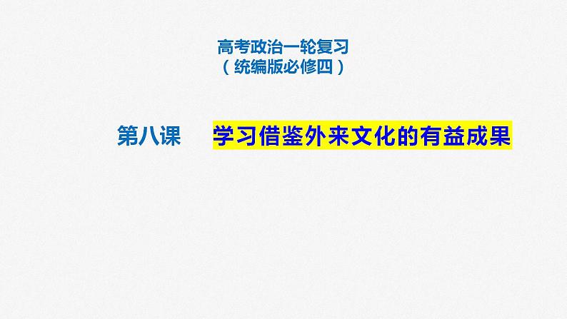 第八课 学习借鉴外来文化的有益成果 课件 -2024届高考政治一轮复习统编版必修四哲学与文化第1页