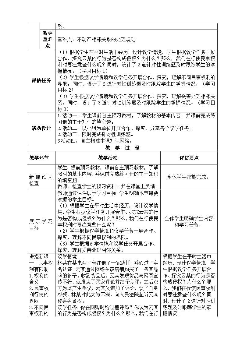 2022-2023学年高中政治统编版选择性必修二法律与生活4.2权利行使 注意界限 教案02