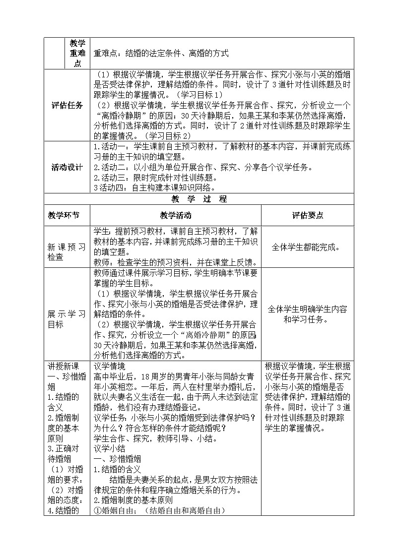 2022-2023学年高中政治统编版选择性必修二法律与生活6.1法律保护下的婚姻教案02