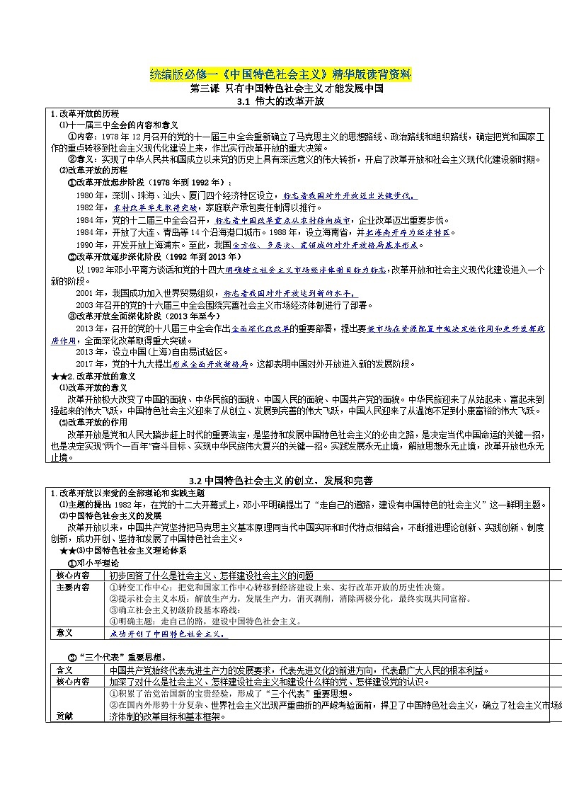第三课 只有中国特色社会主义才能发展中国——【期末复习】高中政治章节知识点梳理（统编版必修一）01