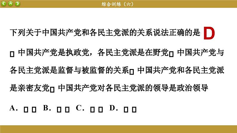 第六课 我国的基本政治制度 综合训练（课件PPT）第3页