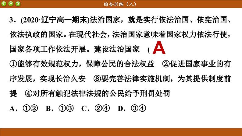 第八课 法治中国建设 综合训练（课件PPT）08