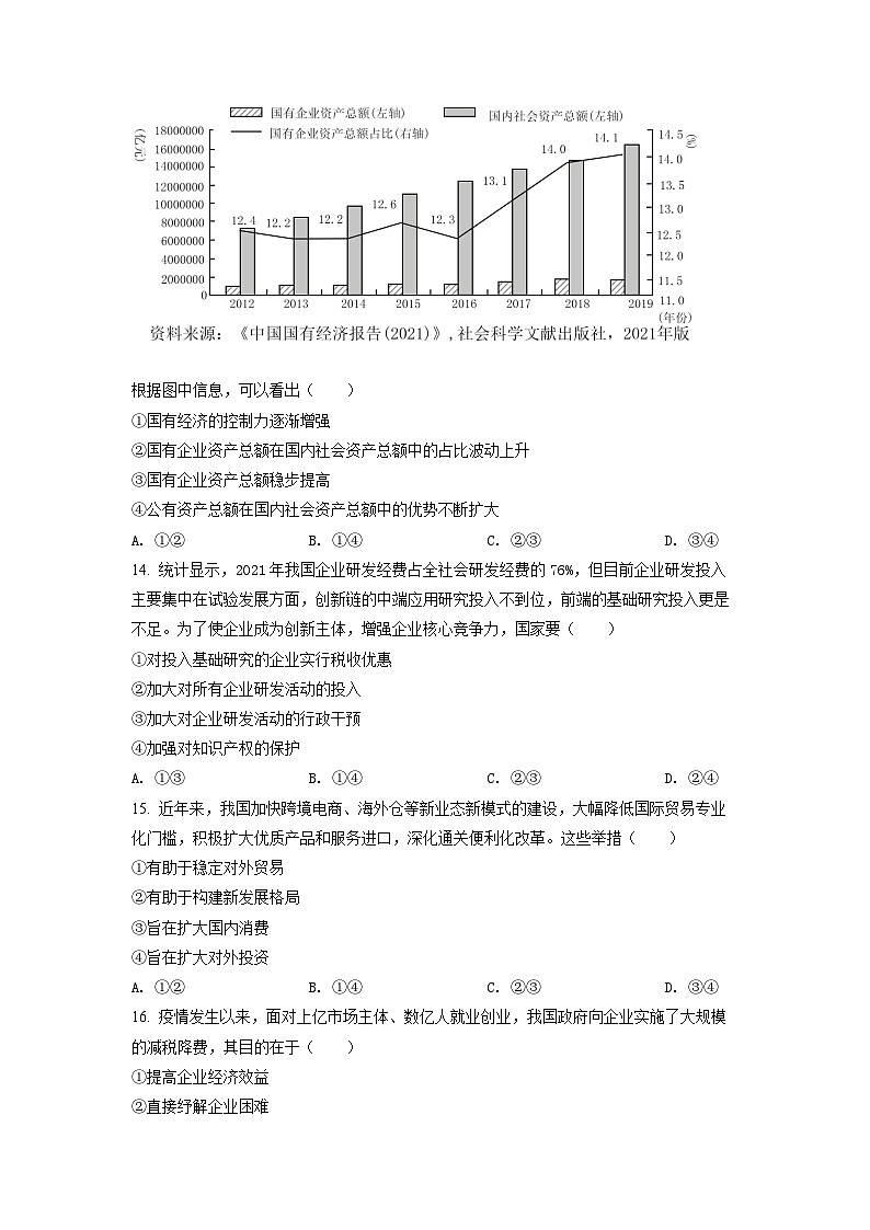 精品解析：2022年6月新高考浙江政治高考真题（原卷版）02