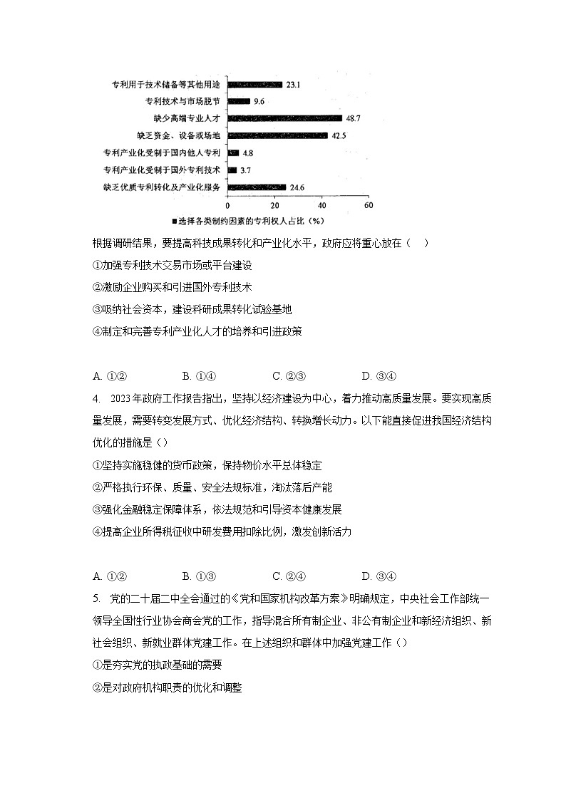 2023年普通高等学校招生全国统一考试（新课标卷）思想政治学科（含解析）第2页
