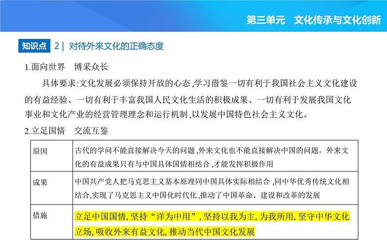 2024版高中同步新教材必修4（人教版）政治第三单元 文化传承与文化创新 第三框 正确对待外来文化课件PPT第2页