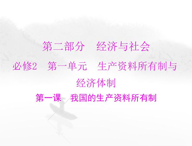 高考思想政治一轮复习第二部分必修2第一单元第一课我国的生产资料所有制课件01