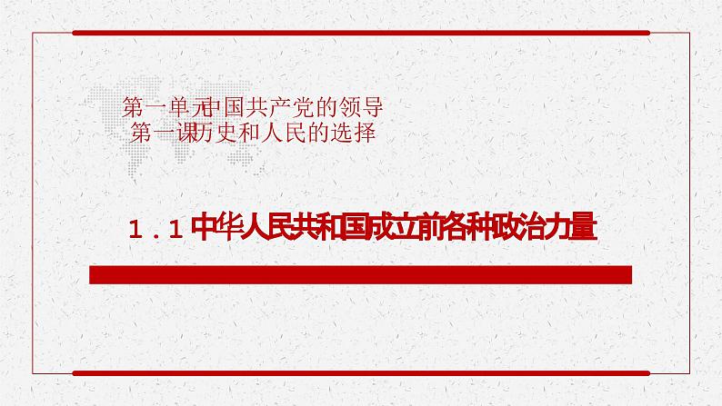 统编版高中政治必修三政治与法治1.1《中华人民共和国成立前各种政治力量》PPT课件第1页