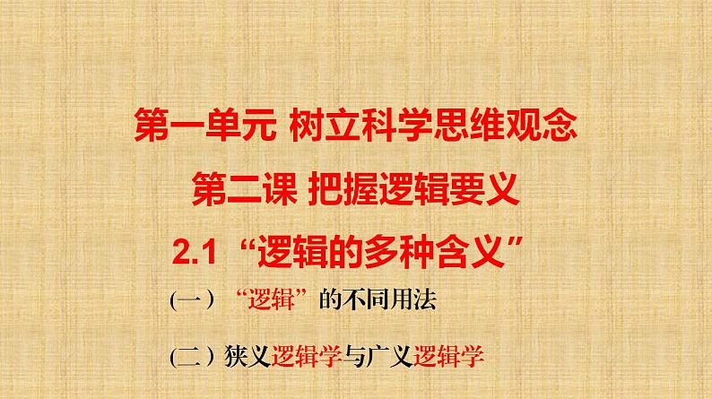 2.1 “逻辑”的多种含义 课件-2022-2023学年高中政治统编版选择性必修三逻辑与思维01