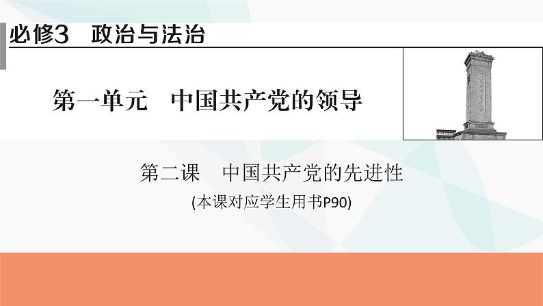 2024届高考政治一轮复习必修3政治与法治第二课中国共产党的先进性课件第1页